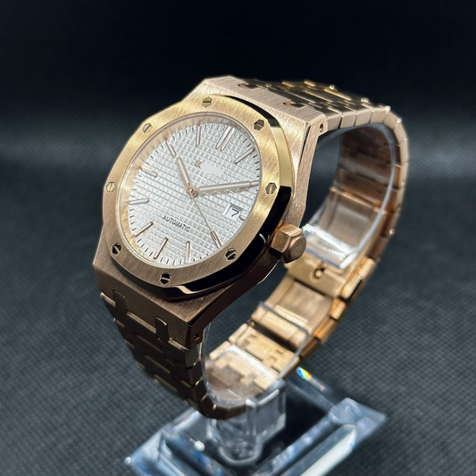 Royal Oak Mod "Rose Gold White" Watch - Somerville Watch Co.
