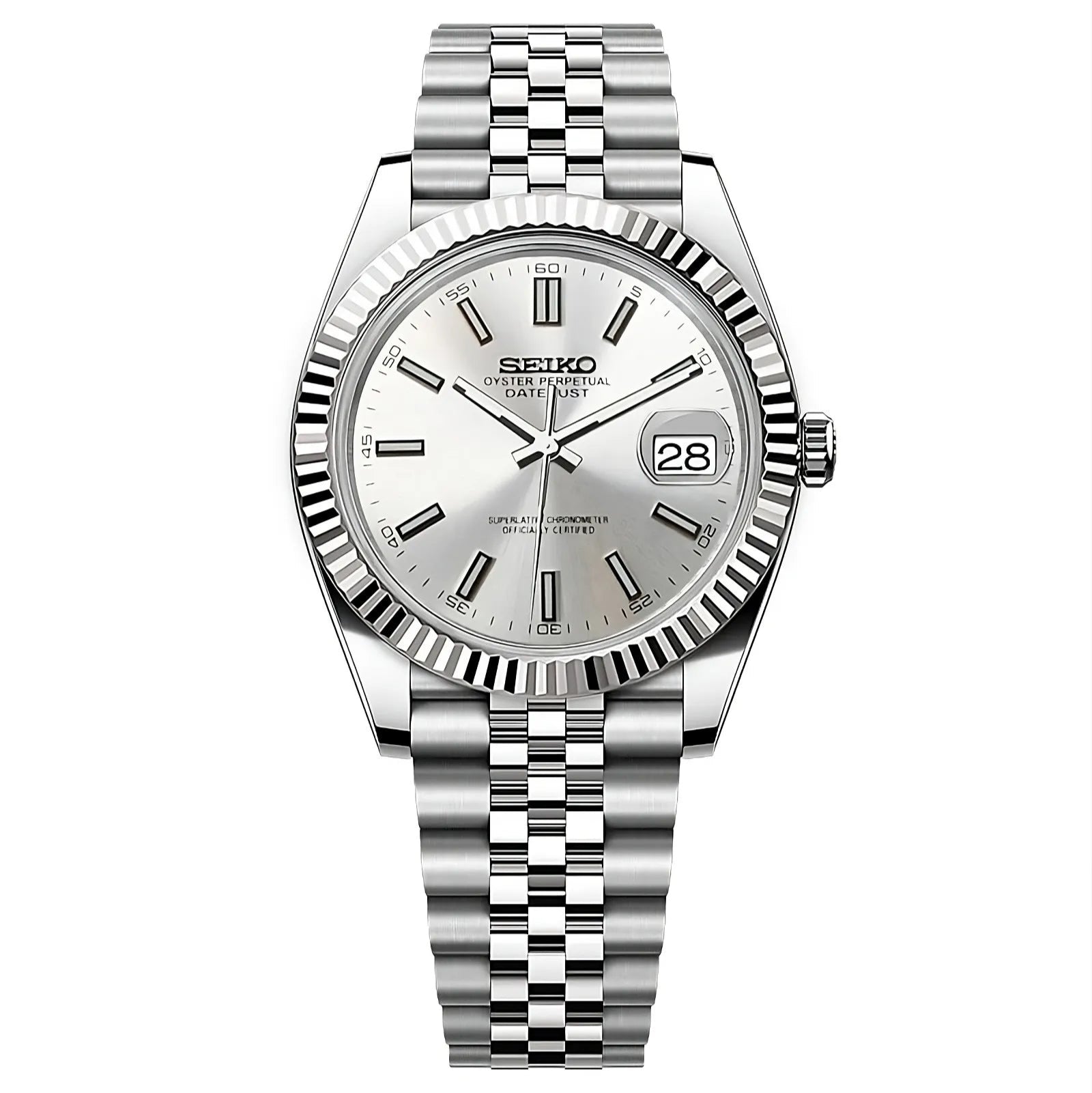 Seiko Mod Datejust "Silver" Watch - Somerville Watch Co. - Silver - Datejust