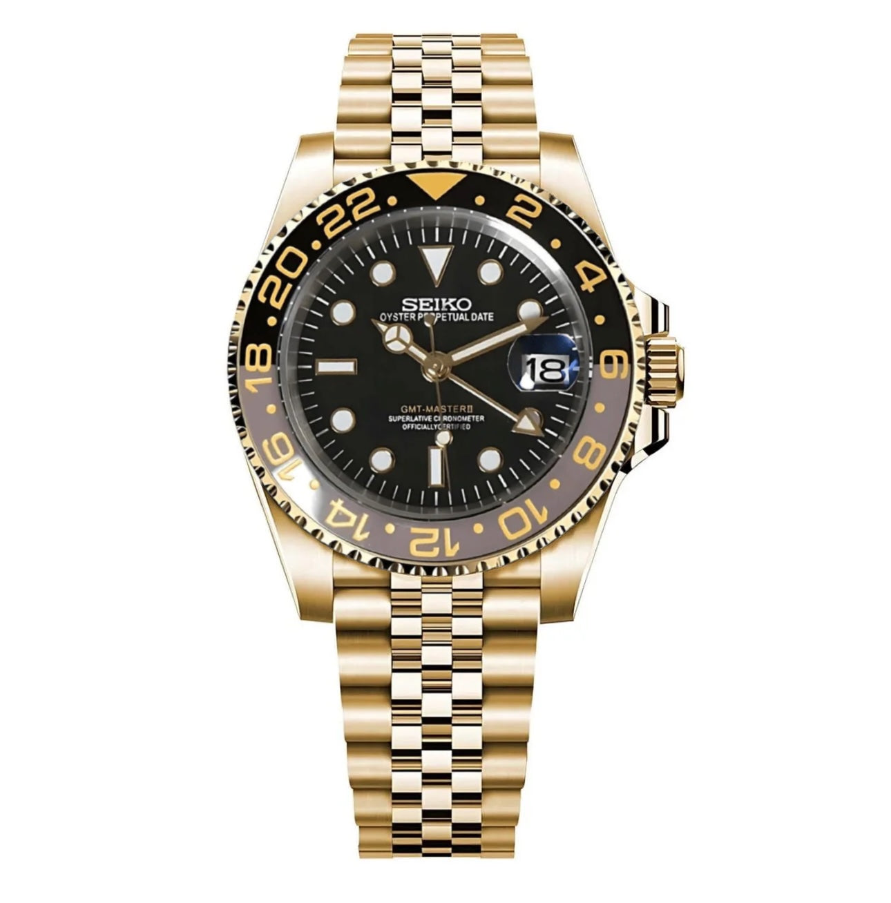 Seiko Mod GMT "Gold" Dive Watch - Somerville Watch Co. - Gold - Two - Tone - GMT