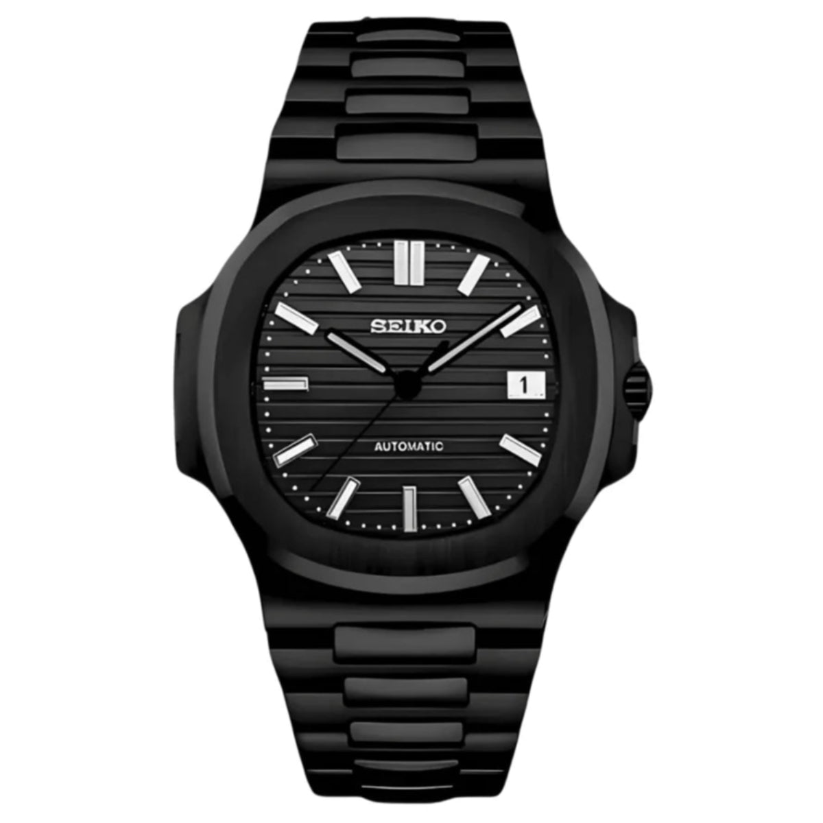 Seiko Mod Nautilus "Black/Black" Watch - Somerville Watch Co. - Black - Black - Seikonaut - Nautilus