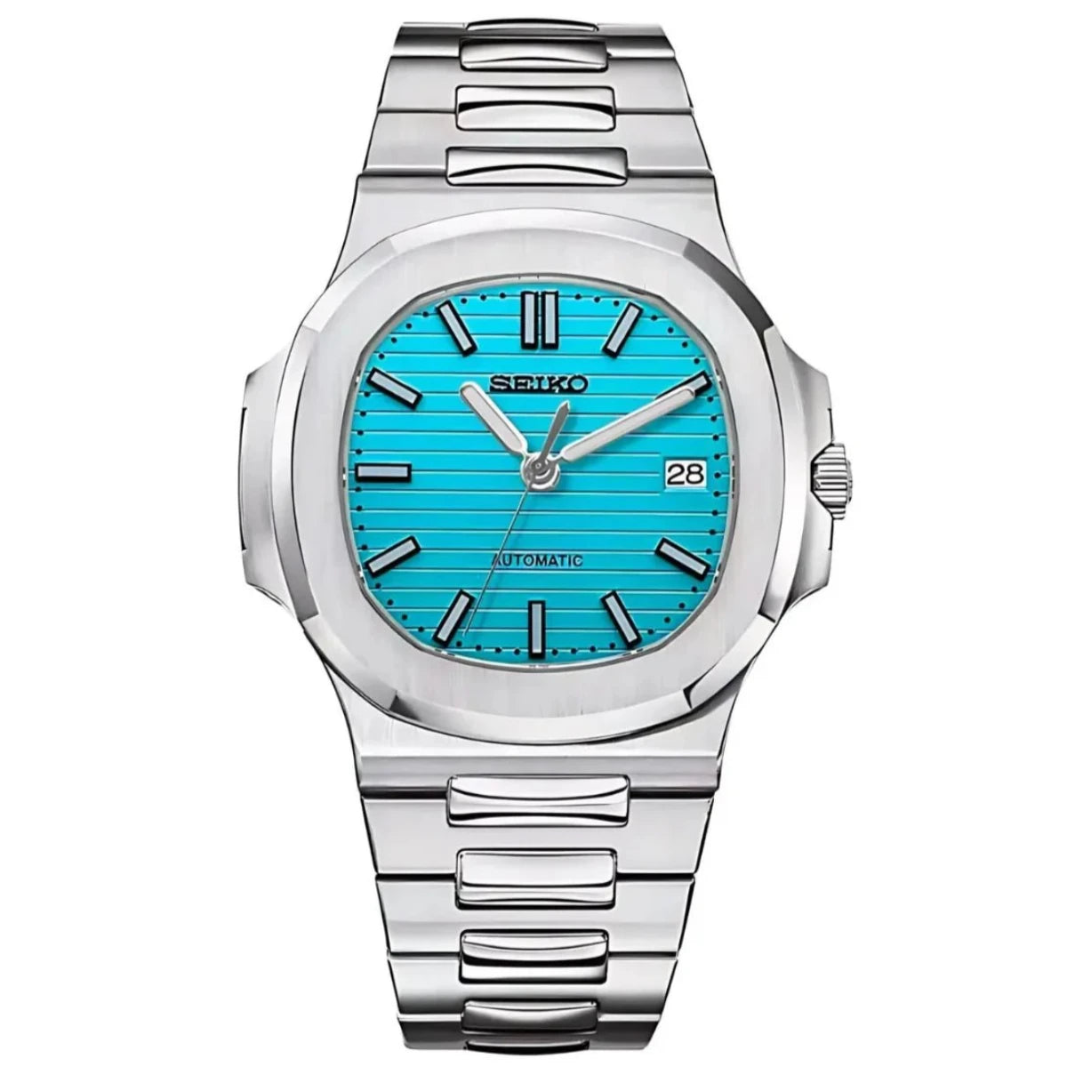 Seiko Mod Nautilus "Tiffany Blue" Watch - Somerville Watch Co. - Tiffany - Blue - Seikonaut - Nautilus