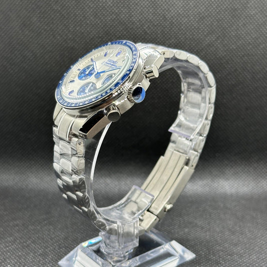 Seiko Mod "Speedmaster" Blue Chronograph Watch - Somerville Watch Co. - Blue Speedmaster