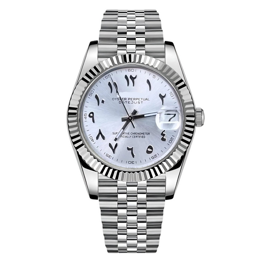 Datejust Mod "Silver Arabic" Watch - Somerville Watch Co. - Silver - Arabic - Datejust