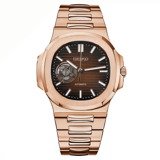 Nautilus Mod "Chocolate Skeleton" Watch - Somerville Watch Co. - Chocolate-Nautilus