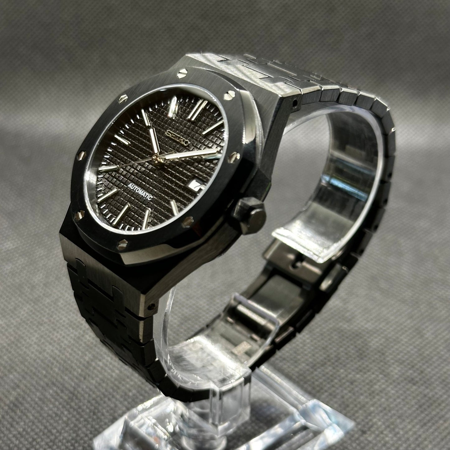 Seiko Mod "All Black Seikoak" Royal Oak Watch - Somerville Watch Co. - All - Black - Seikoak