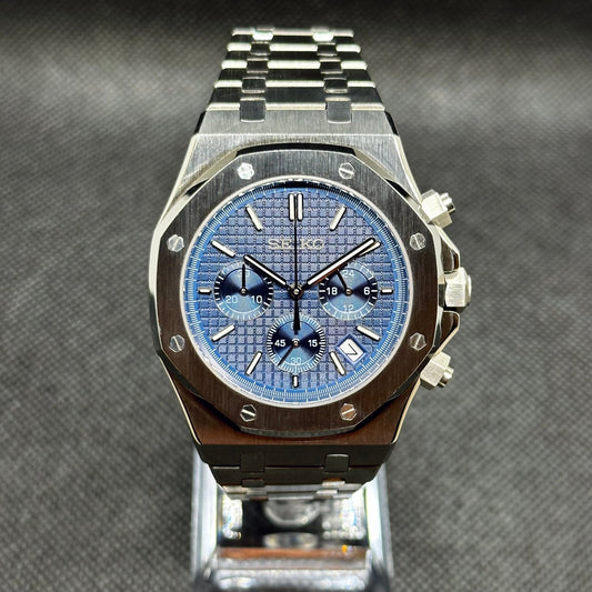 Seiko Mod "Blue Seikoak" Royal Oak Chronograph Watch - Somerville Watch Co. - Blue - AP - Chrono