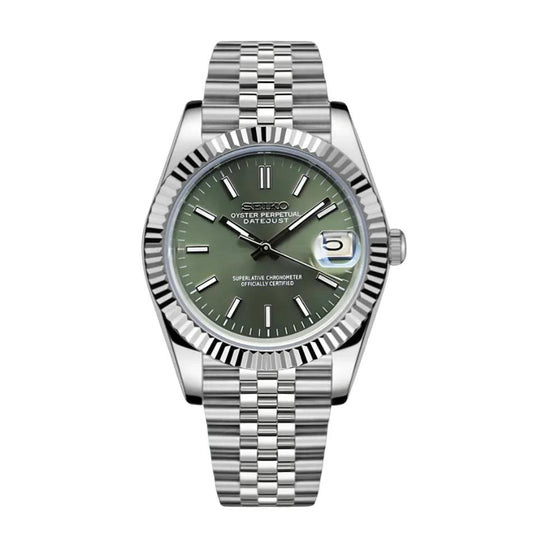 Seiko Mod Datejust "Olive Green" Watch - Somerville Watch Co. - Olive - Green - Datejust