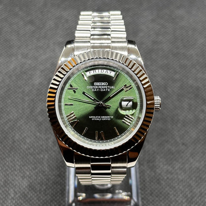 Seiko Mod Day - Date "Green Roman" Watch - Somerville Watch Co. - Green - Roman - Day - Date