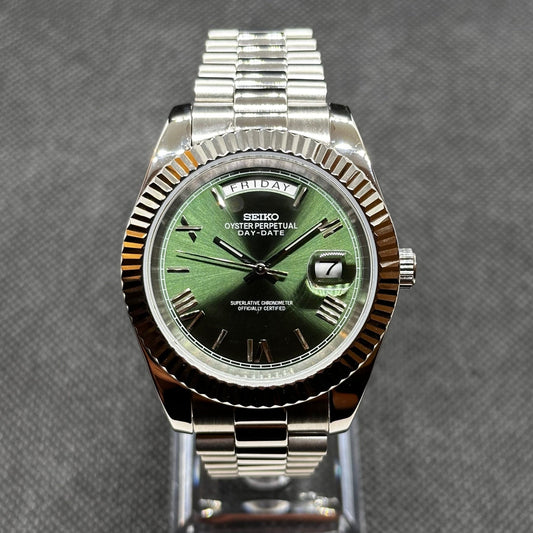 Seiko Mod Day - Date "Green Roman" Watch - Somerville Watch Co. - Green - Roman - Day - Date