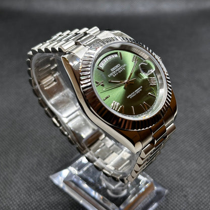 Seiko Mod Day - Date "Green Roman" Watch - Somerville Watch Co. - Green - Roman - Day - Date