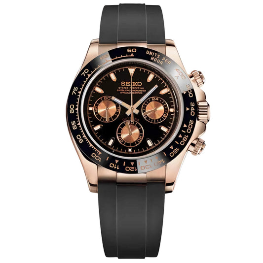 Seiko Mod Daytona "Rose Gold/Flex” Chronograph Watch - Somerville Watch Co. - RG - Flex - Daytona
