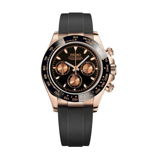 Seiko Mod Daytona "Rose Gold/Flex” Chronograph Watch - Somerville Watch Co. - RG - Flex - Daytona