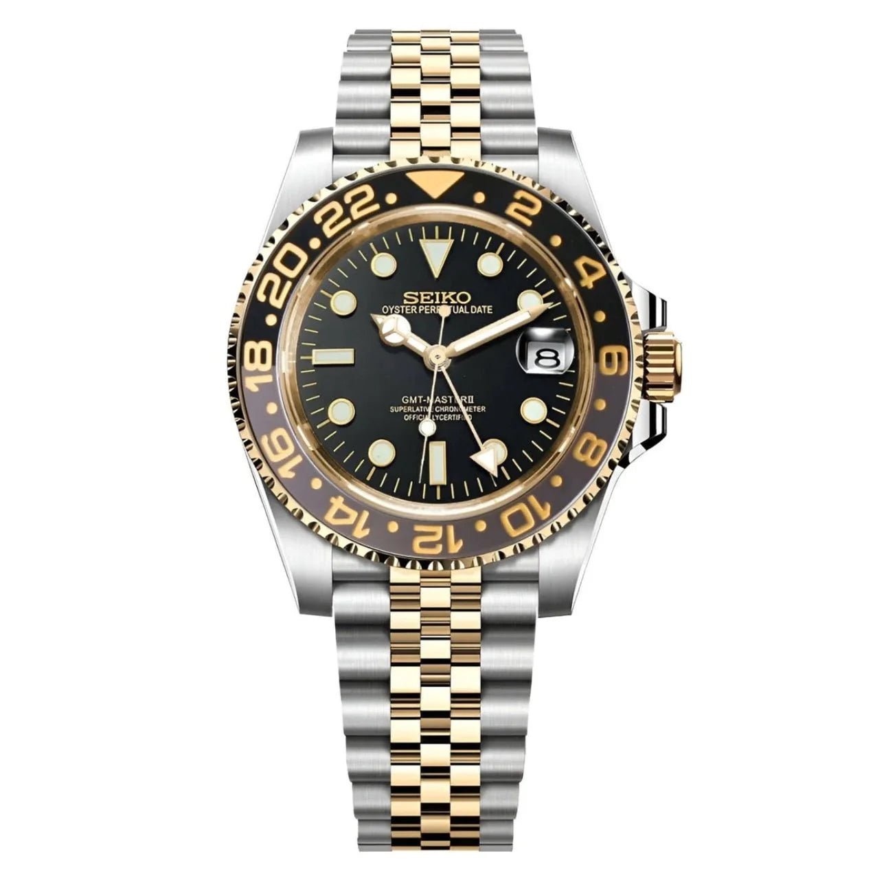 Seiko Mod GMT "Gold Two - Tone" Dive Watch - Somerville Watch Co. - Gold - Two - Tone - GMT