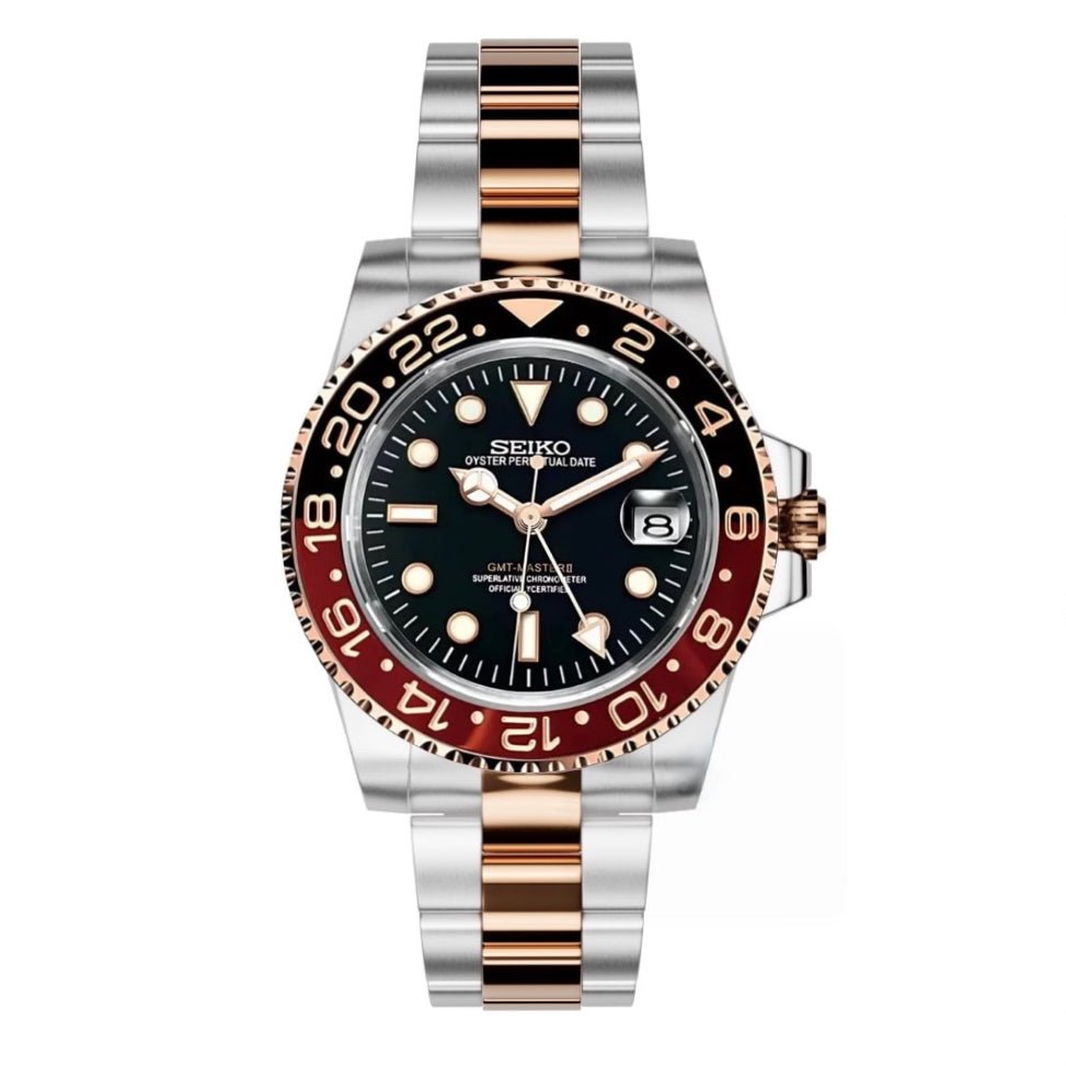 Seiko Mod GMT "Rootbeer Two - Tone" Dive Watch - Somerville Watch Co. - Rootbeer - TT - GMT - Premium