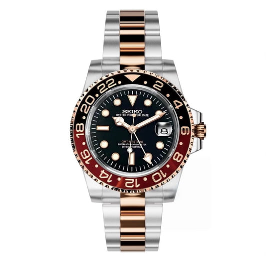 Seiko Mod GMT "Rootbeer Two - Tone" Dive Watch - Somerville Watch Co. - Rootbeer - TT - GMT - Premium