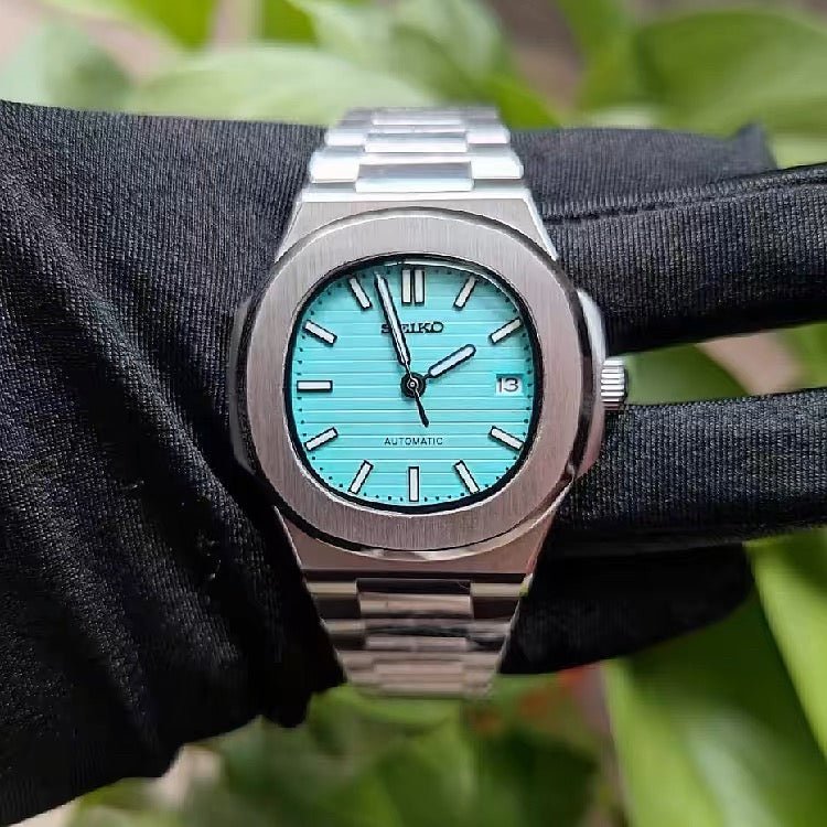 Seiko Mod Nautilus "Tiffany Blue" Watch - Somerville Watch Co. - Tiffany - Blue - Seikonaut - Nautilus