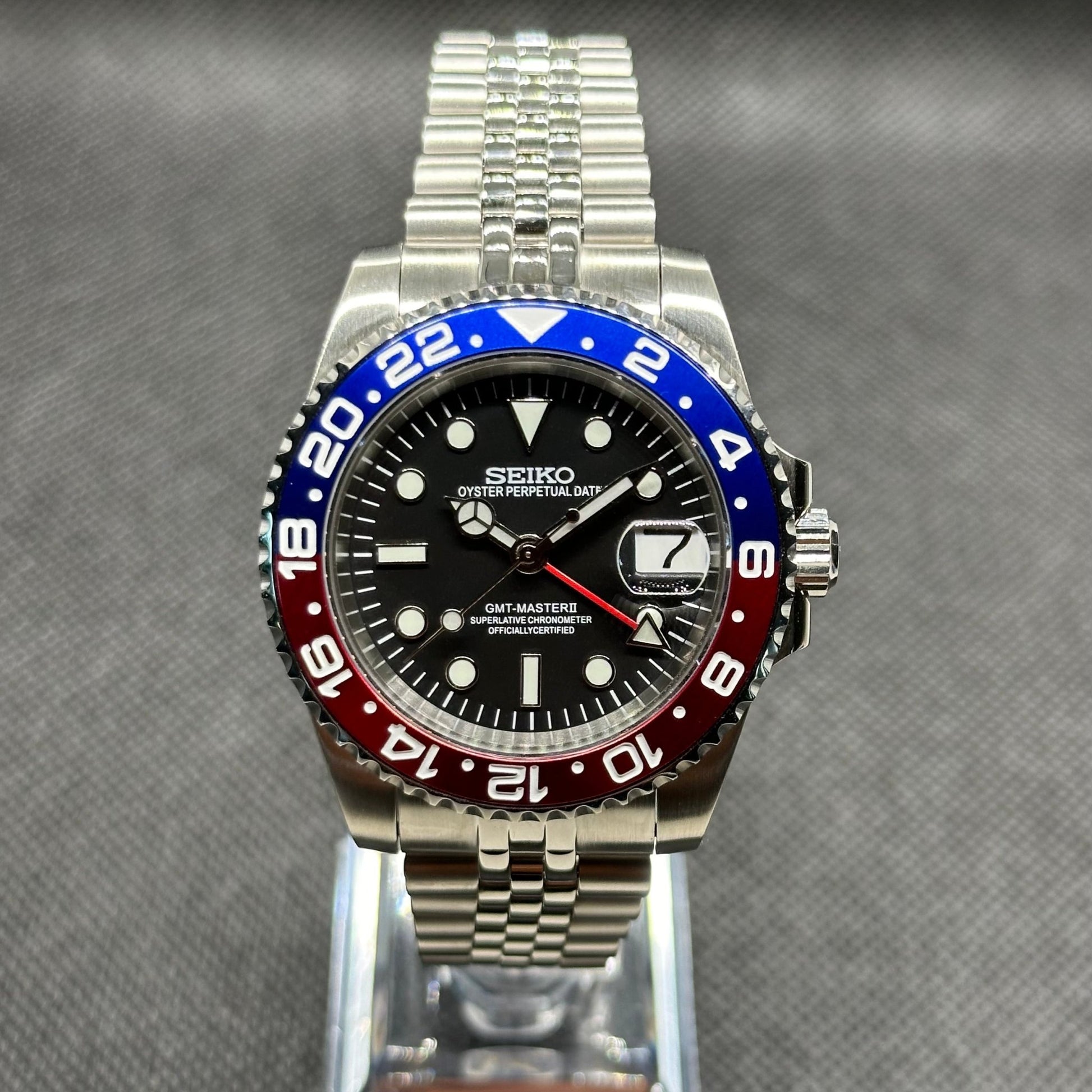 Seiko Mod "Pepsi" GMT Dive Watch (Premium Dial) - Somerville Watch Co. - Pepsi Matte