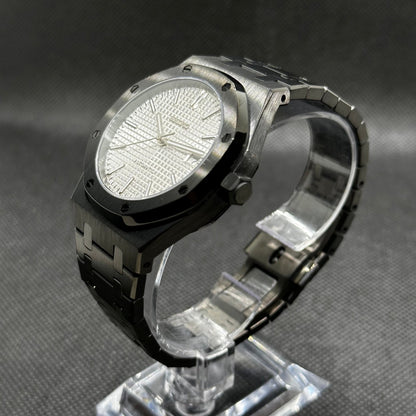 Seiko Mod Royal Oak "Black/White" Watch - Somerville Watch Co. - All - Black - Seikoak - Royal - Oak