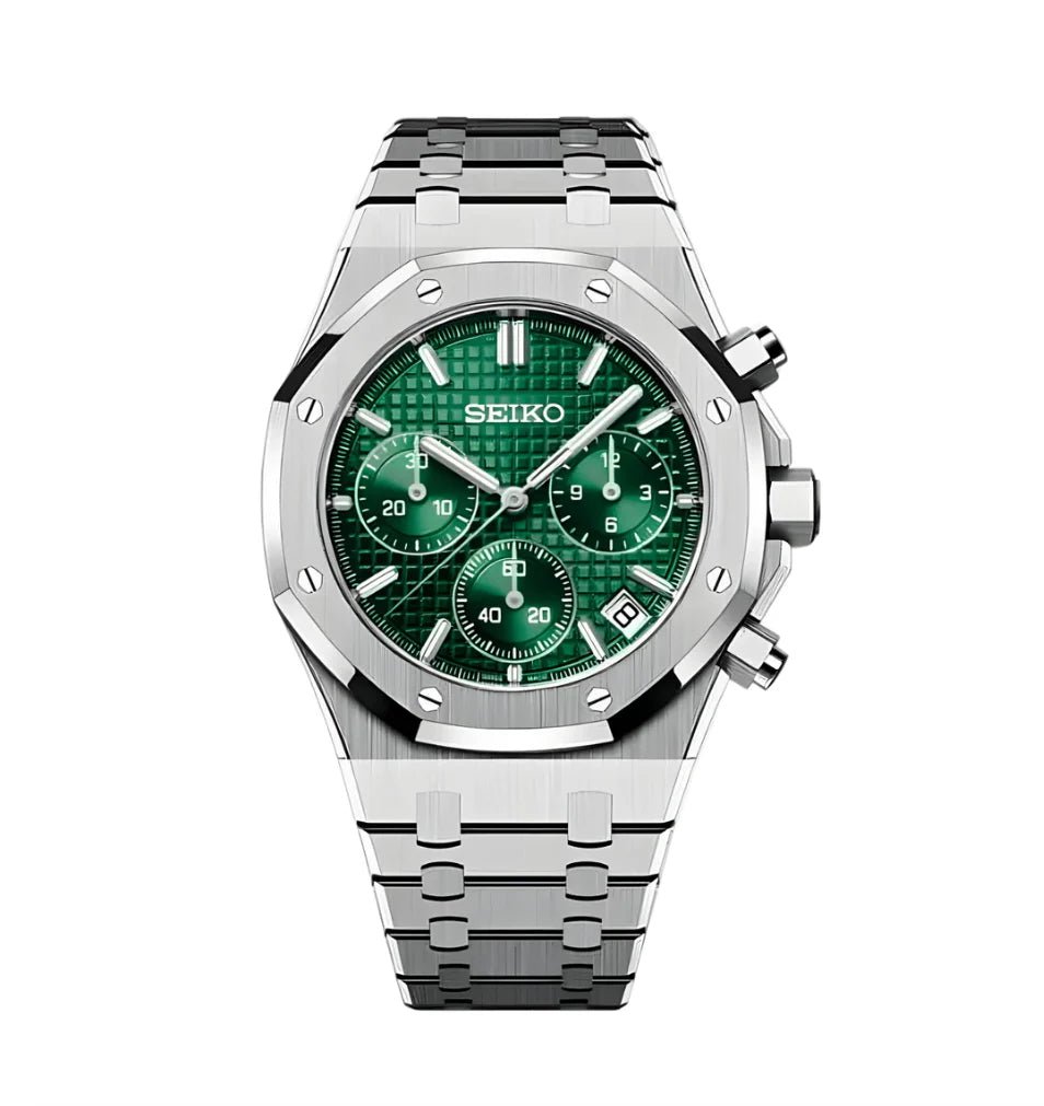 Seiko Mod Royal Oak "Green" Chronograph Watch - Somerville Watch Co. - Green - Seikoak - Royal - Oak - Chrono