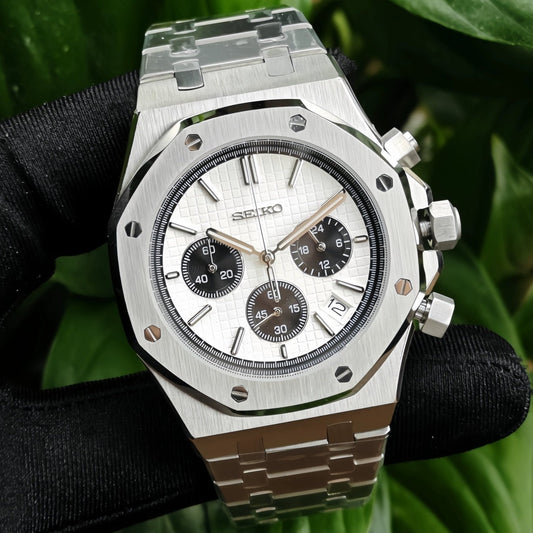 Seiko Mod Royal Oak "Panda" Chronograph Watch - Somerville Watch Co. - Panda - Seikoak - Royal - Oak - Chrono