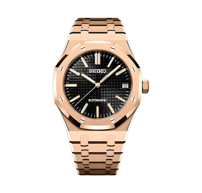 Seiko Mod Royal Oak "Rose Gold/Black" Watch - Somerville Watch Co. - Rose - Gold - Black - Seikoak - Royal - Oak