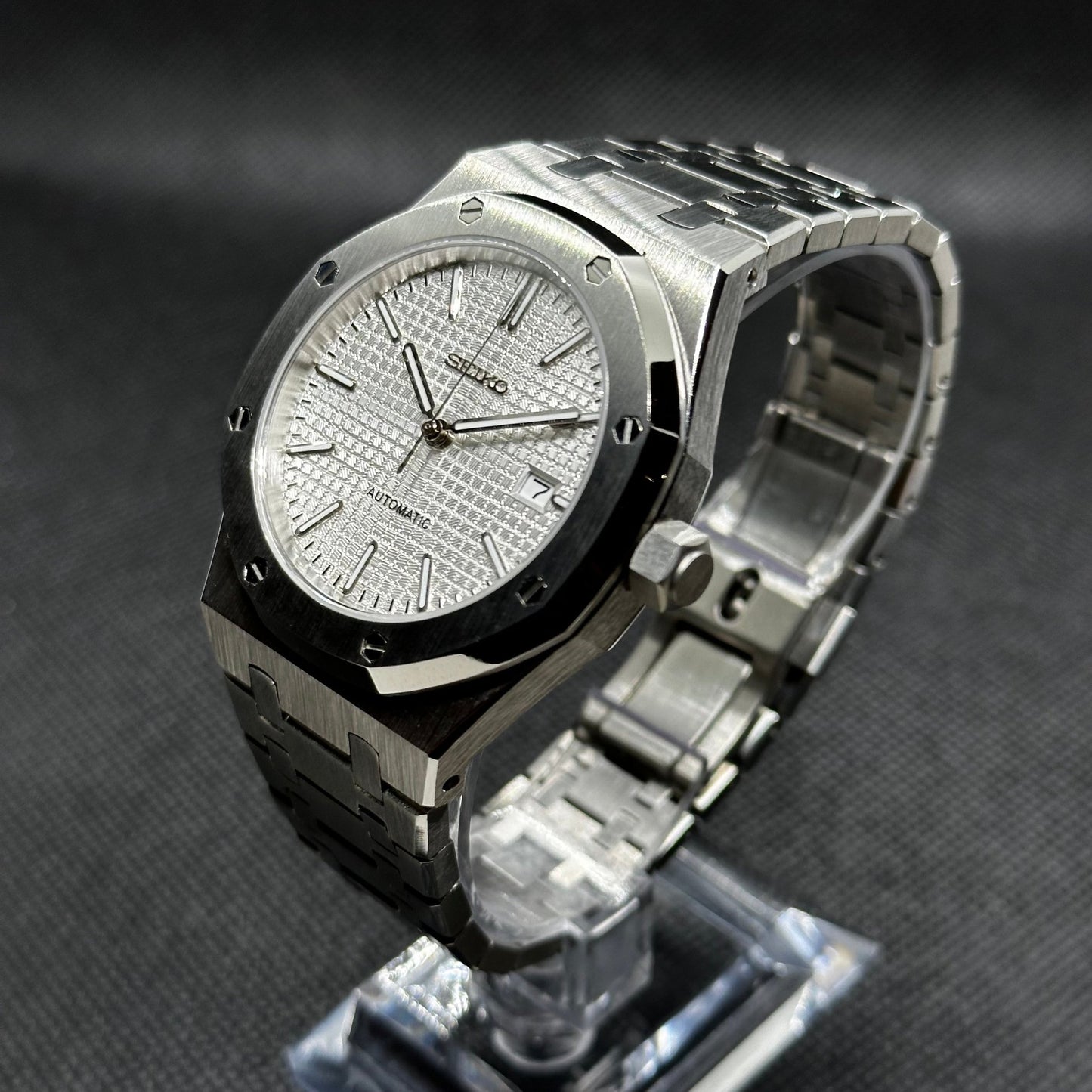 Seiko Mod Royal Oak "White" Watch - Somerville Watch Co. - White - Seikoak - Royal - Oak