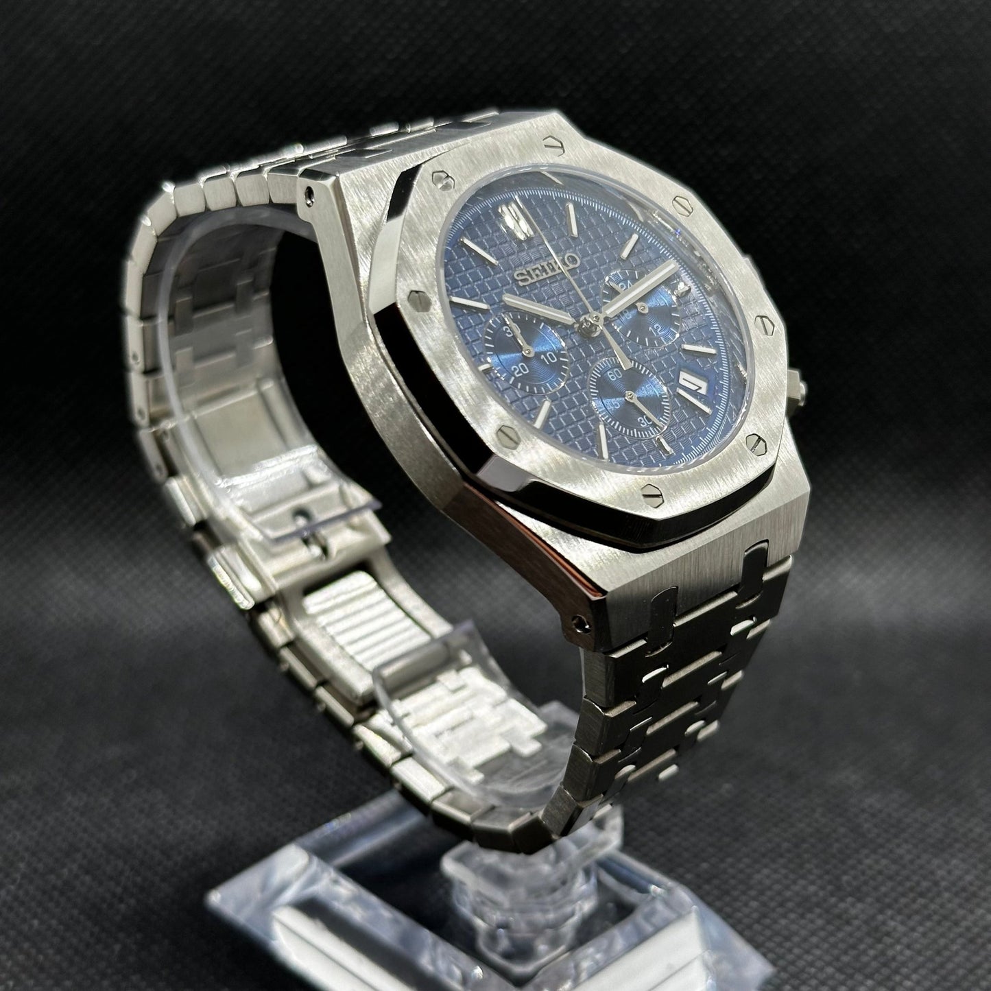 Seiko Mod "Seikoak" Royal Oak Blue Chronograph Watch) - Somerville Watch Co. - Blue AP Chrono