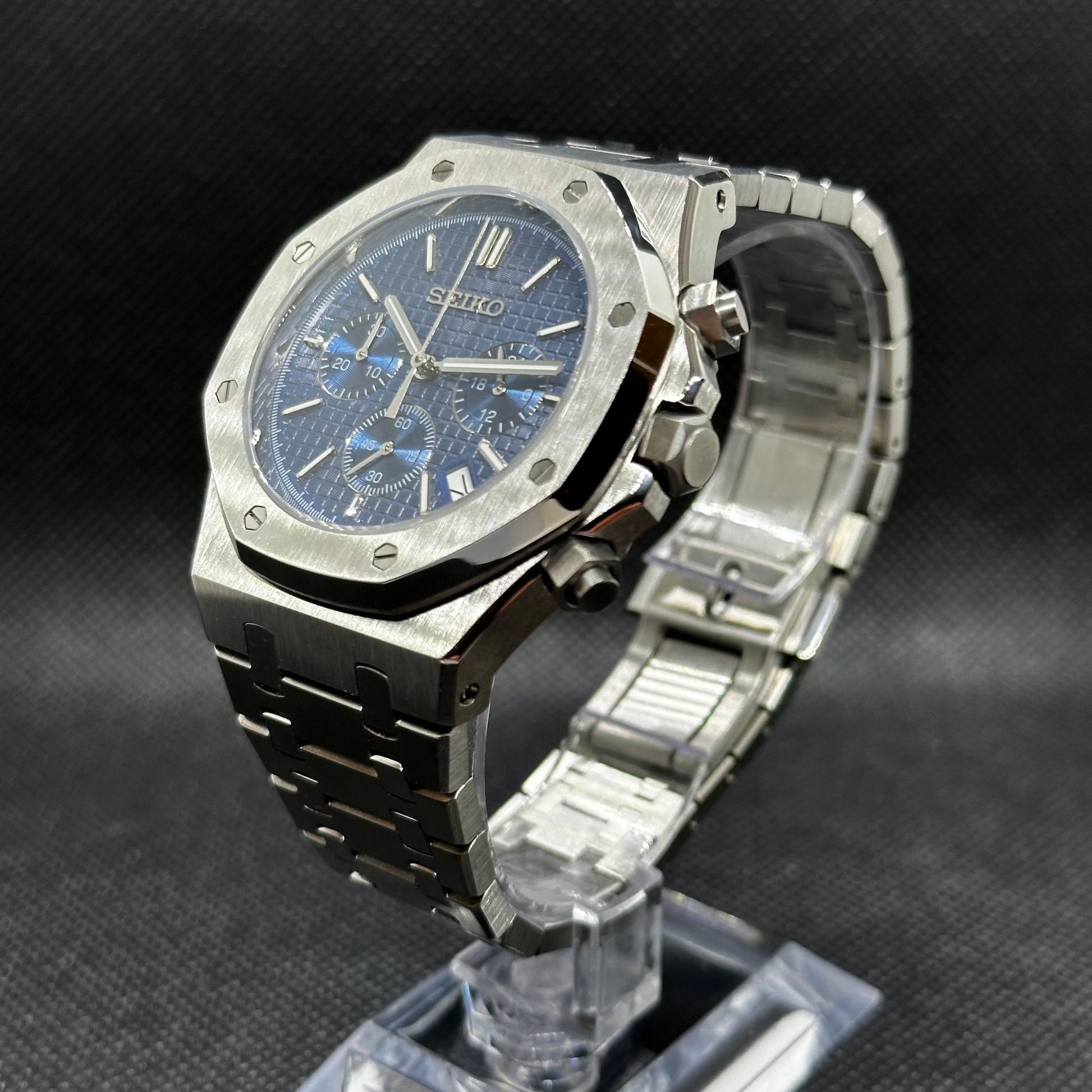 Seiko Mod "Seikoak" Royal Oak Blue Chronograph Watch) - Somerville Watch Co. - Blue AP Chrono