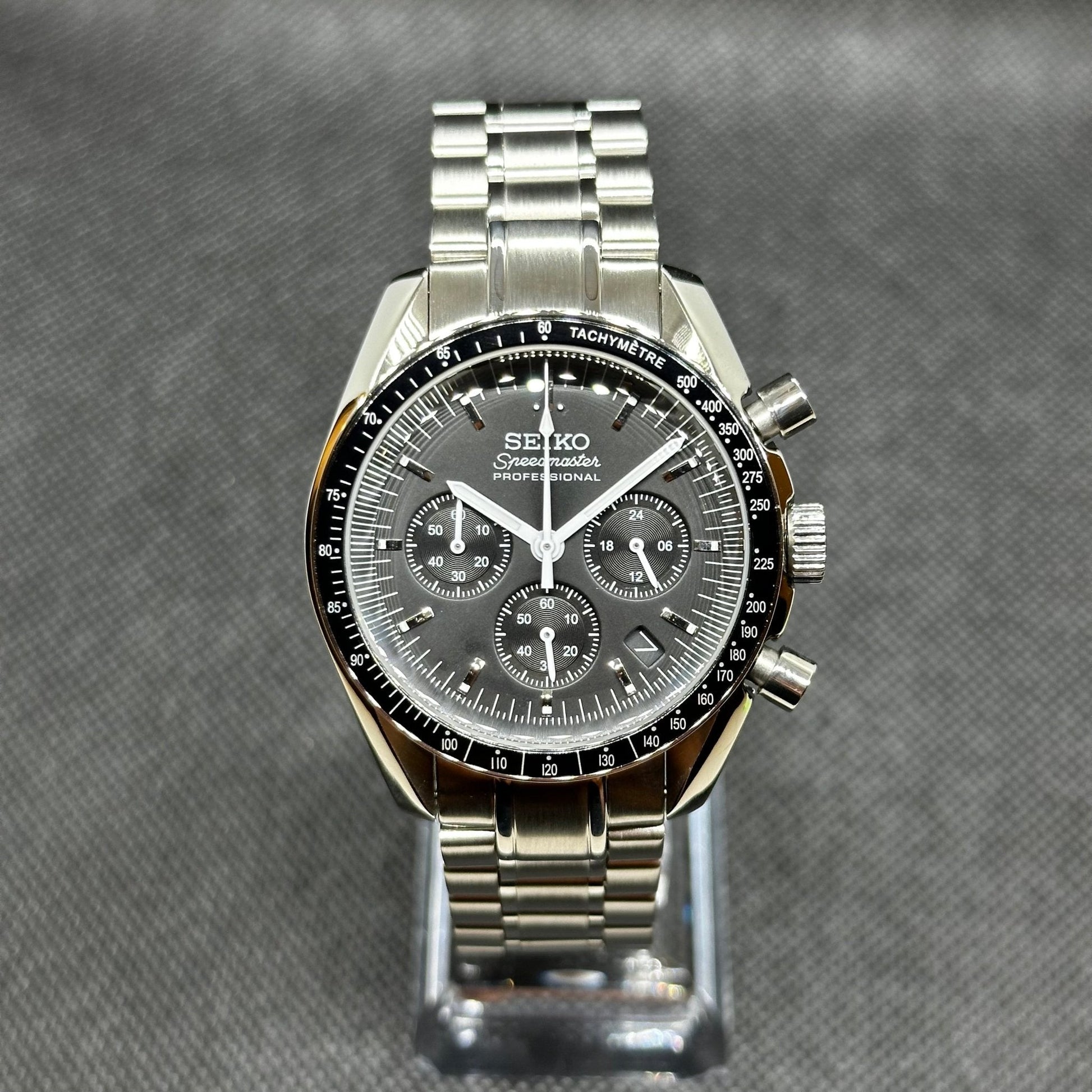 Seiko Mod "Speedmaster" Black Chronograph Watch - Somerville Watch Co. - Black Speedmaster