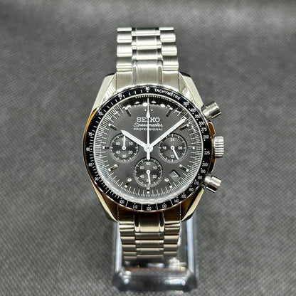 Seiko Mod "Speedmaster" Black Chronograph Watch - Somerville Watch Co. - Black Speedmaster