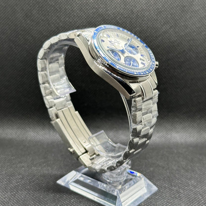 Seiko Mod "Speedmaster" Blue Chronograph Watch - Somerville Watch Co. - Blue Speedmaster