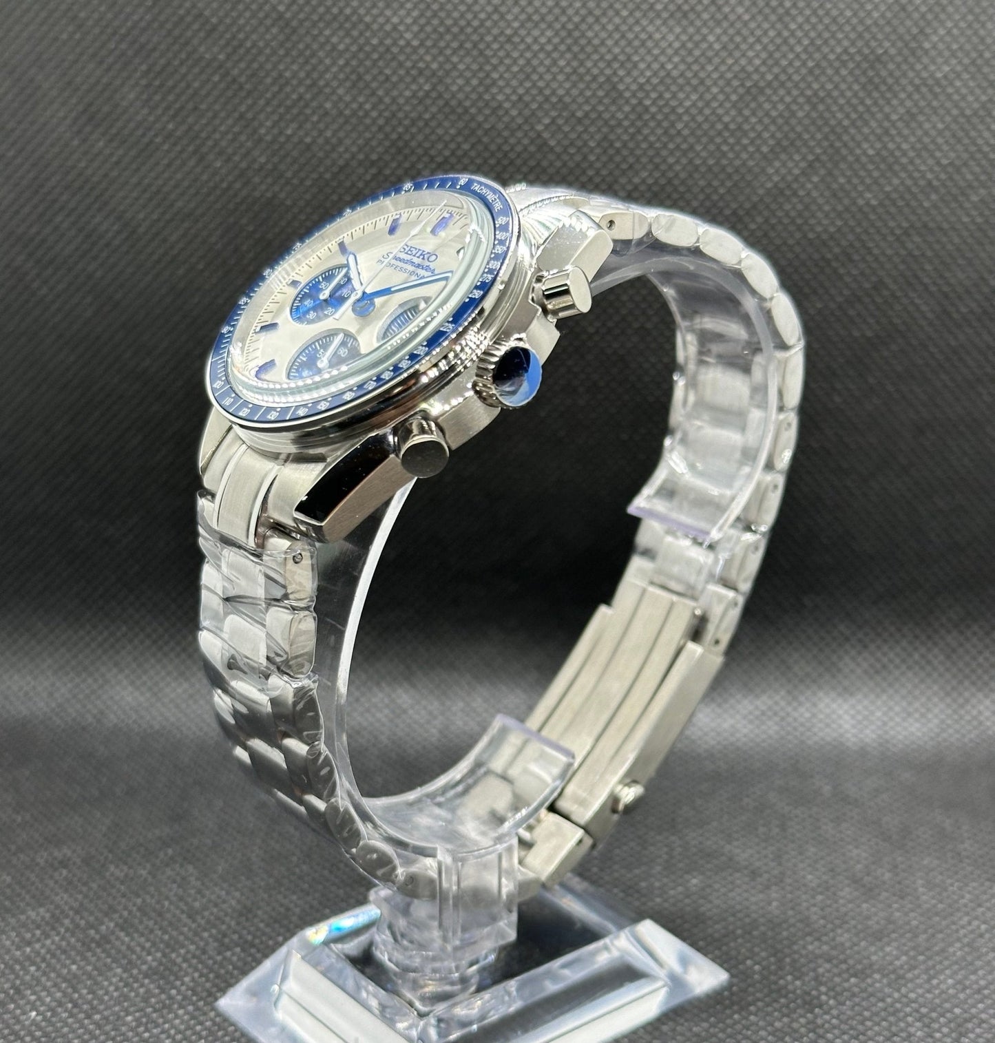 Seiko Mod "Speedmaster" Blue Chronograph Watch - Somerville Watch Co. - Blue Speedmaster