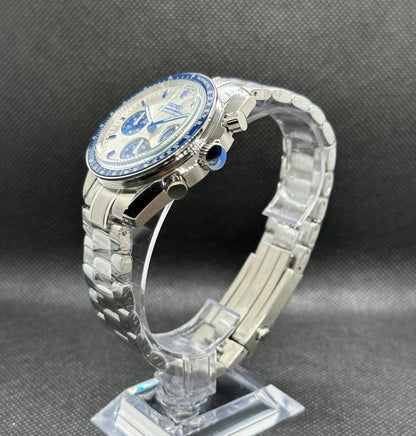 Seiko Mod "Speedmaster" Blue Chronograph Watch - Somerville Watch Co. - Blue Speedmaster