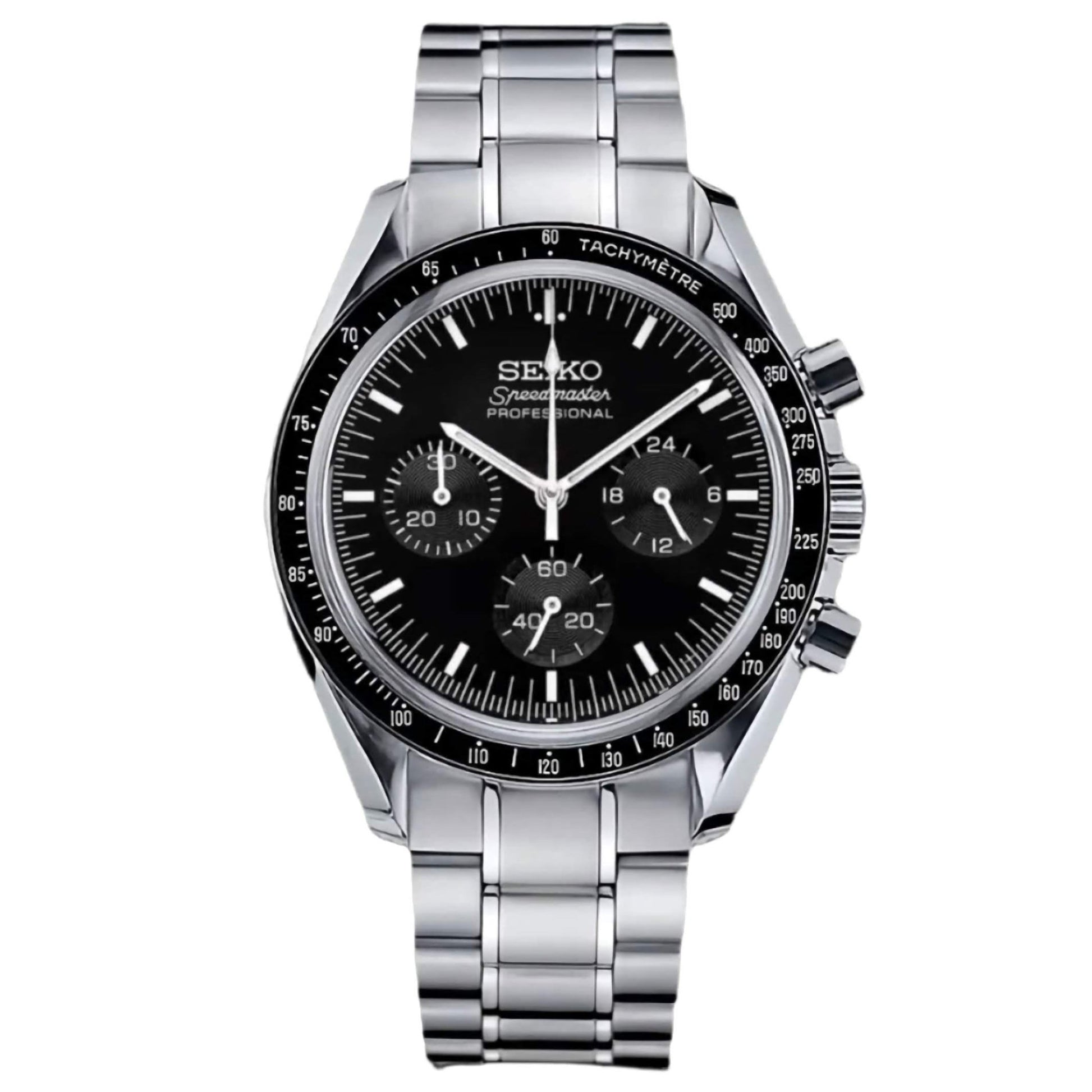 Seiko Mod Speedmaster "Moonwatch" Chronograph Watch - Somerville Watch Co. - Black - Speedy