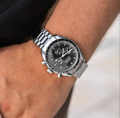 Seiko Mod Speedmaster "Moonwatch" Chronograph Watch - Somerville Watch Co. - Black-Speedy