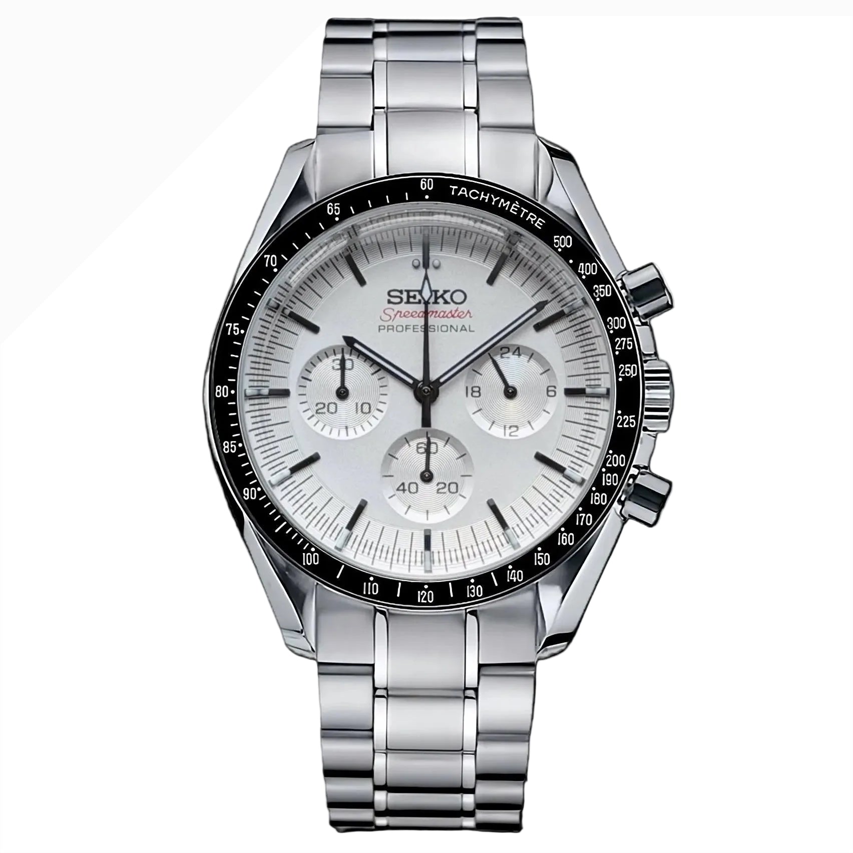 Seiko Mod Speedmaster "White" Chronograph Watch - Somerville Watch Co. - White-Speedy