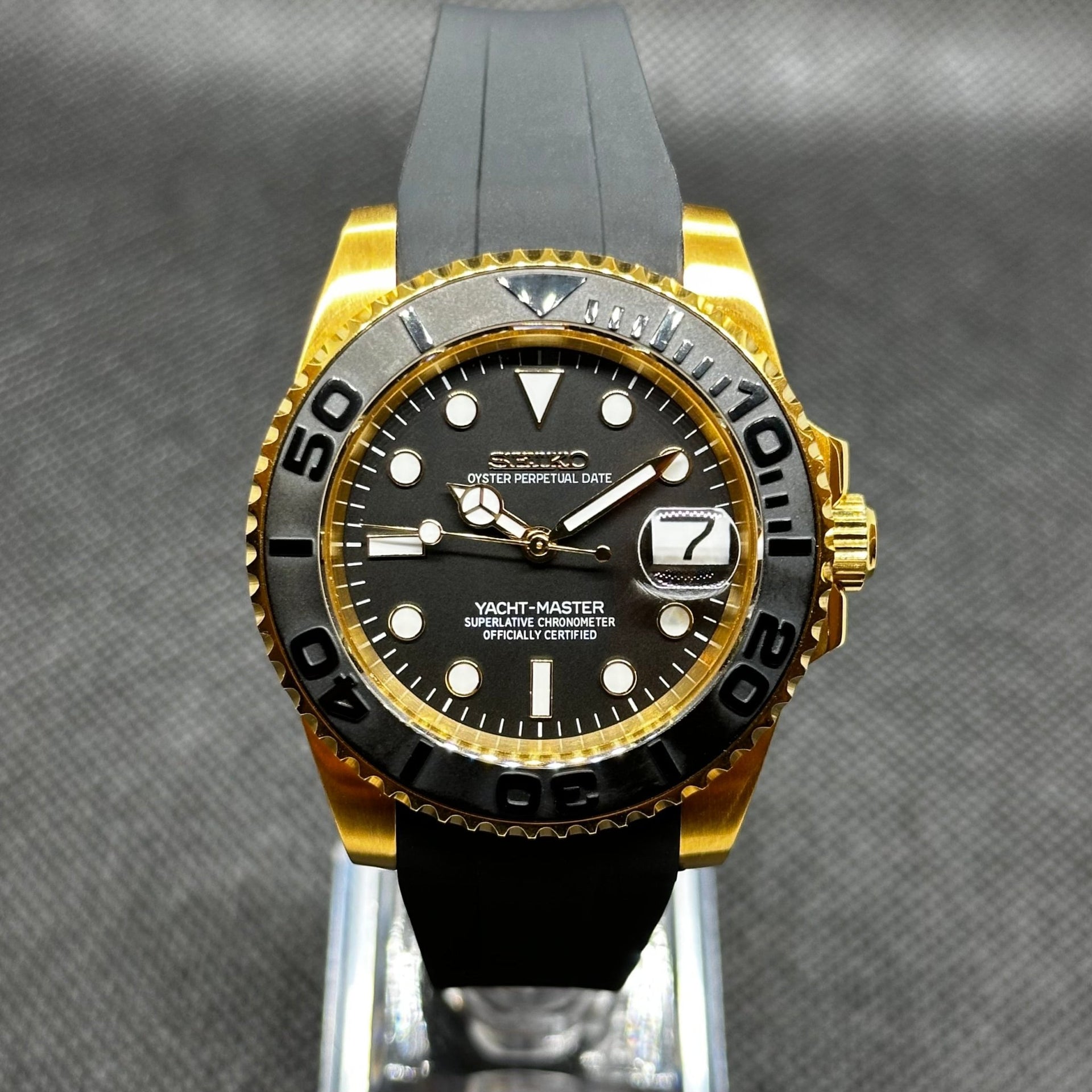 Yellow Gold Fake Yachtmaster Seiko Mod Yacht-Master 